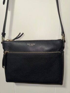 Kate Spade Polly Leather Crossbody Bag Black Gold Hardware NWT